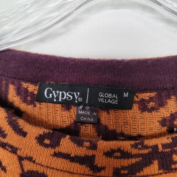 Gypsy 05 Orange and Purple Patterned Long Sleeve Dress - Picture 3 of 6